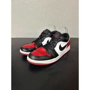 Nike Air Jordan 1 Low Red Bred Toe 2.0 Sneaker Shoe Men 10 Fashion Streetwear